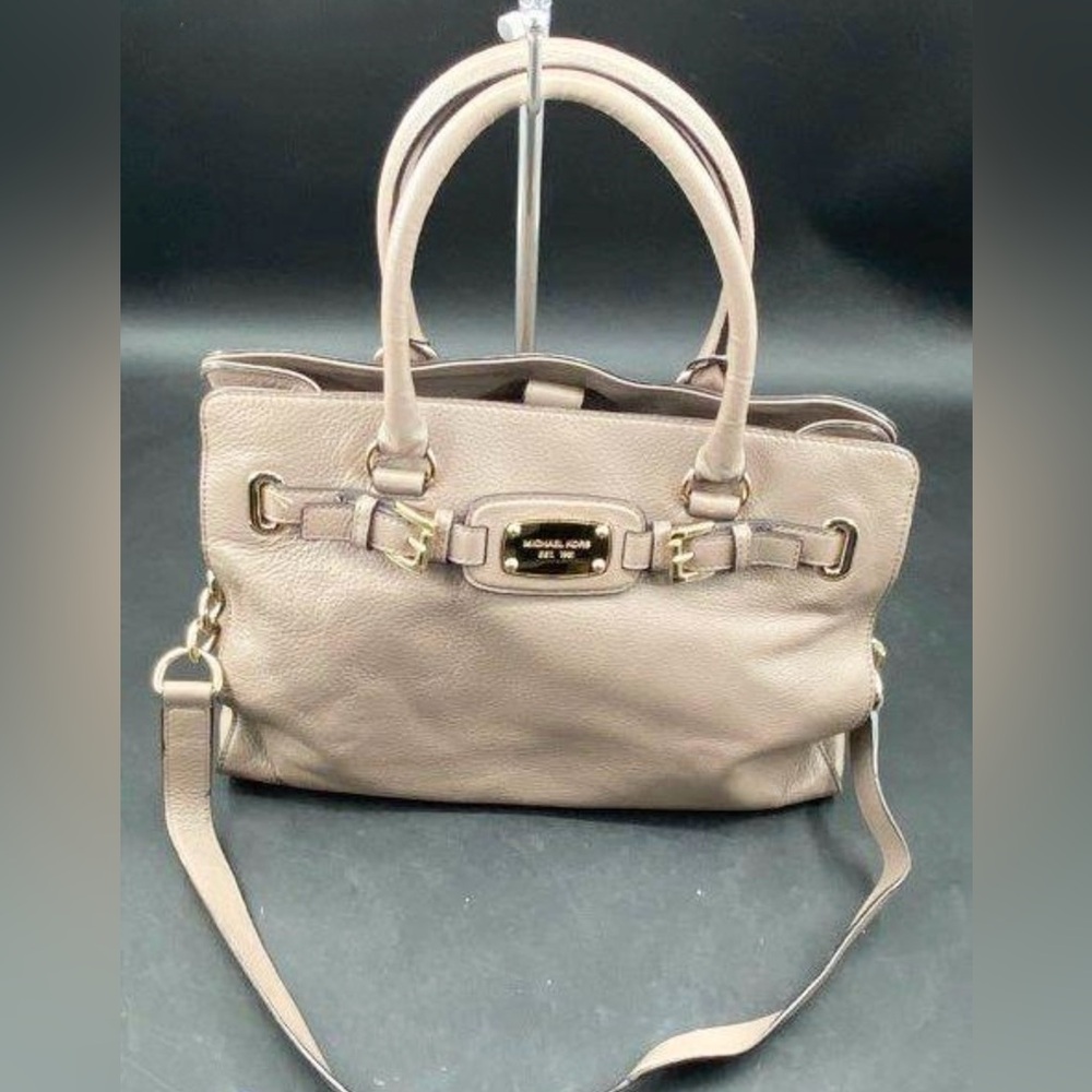 Authenticated Medium Michael Kors Mk Satchel Taup… - image 1